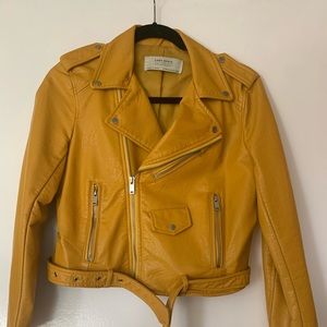 Zara Faux Leather Moto Biker Jacket - Mustard 💛